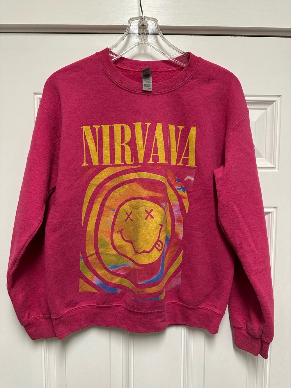 Gildan Hot Pink Nirvana Graphic Crewneck Sweatshirt